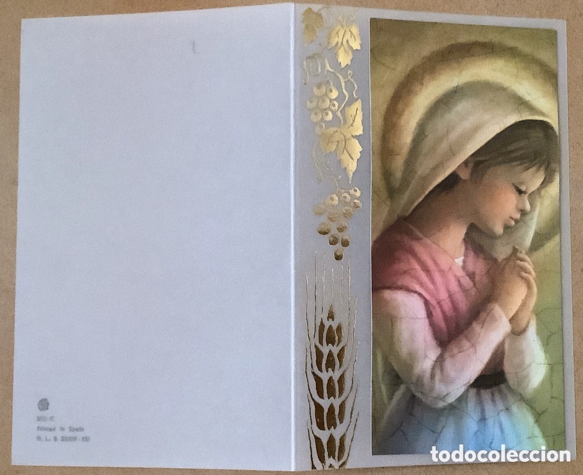 Postales: Recordatorio comuni&oacute;n en d&iacute;ptico y papel vegetal - Foto 1