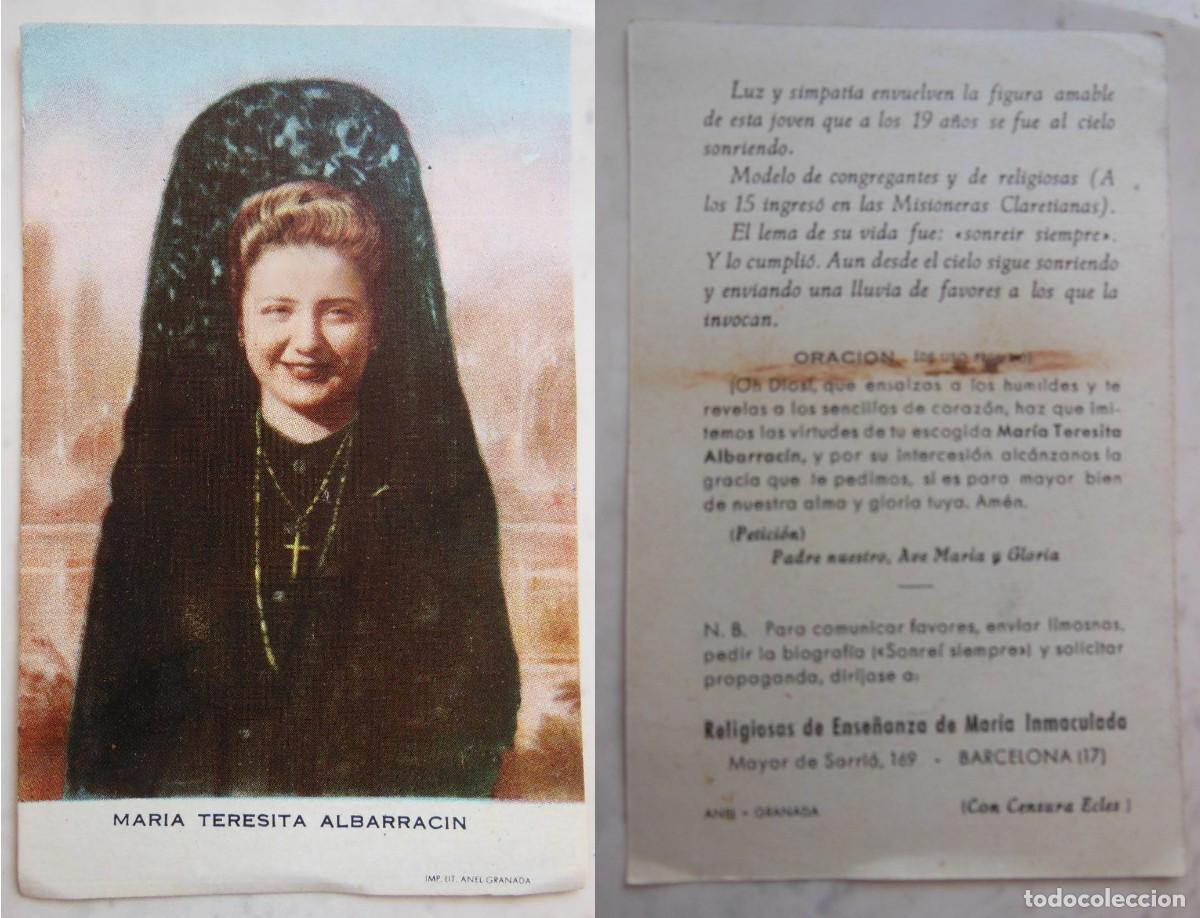 Postales: MAR&Iacute;A TERESITA ALBARRAC&Iacute;N. Religiosas de Ense&ntilde;anza de Mar&iacute;a Inmaculada.