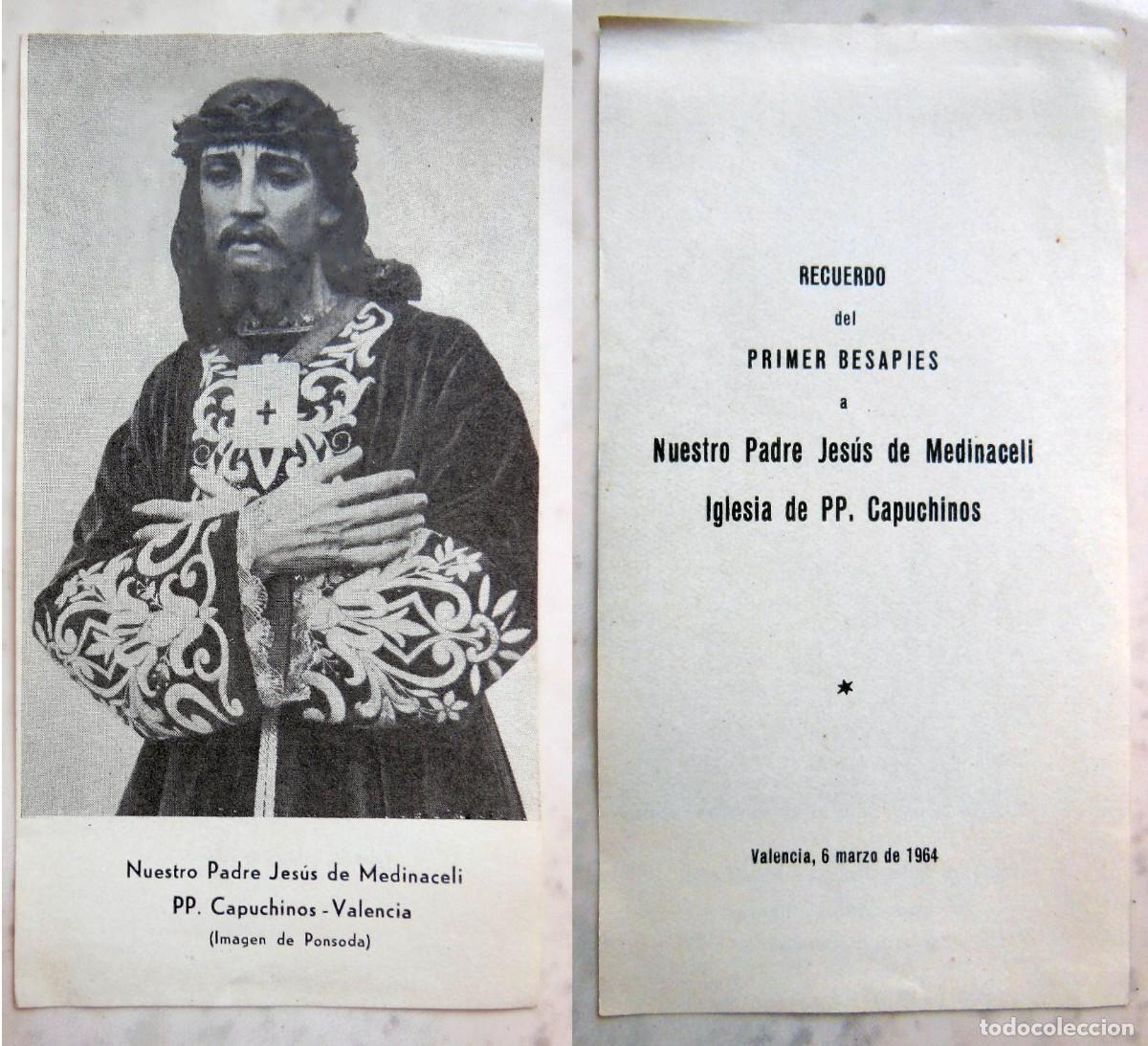 Postales: RECUERDO DEL PRIMER BESAPIES a Nuestro Padre Jes&uacute;s de Medinaceli. Iglesia de PP Capuchinos. 1964