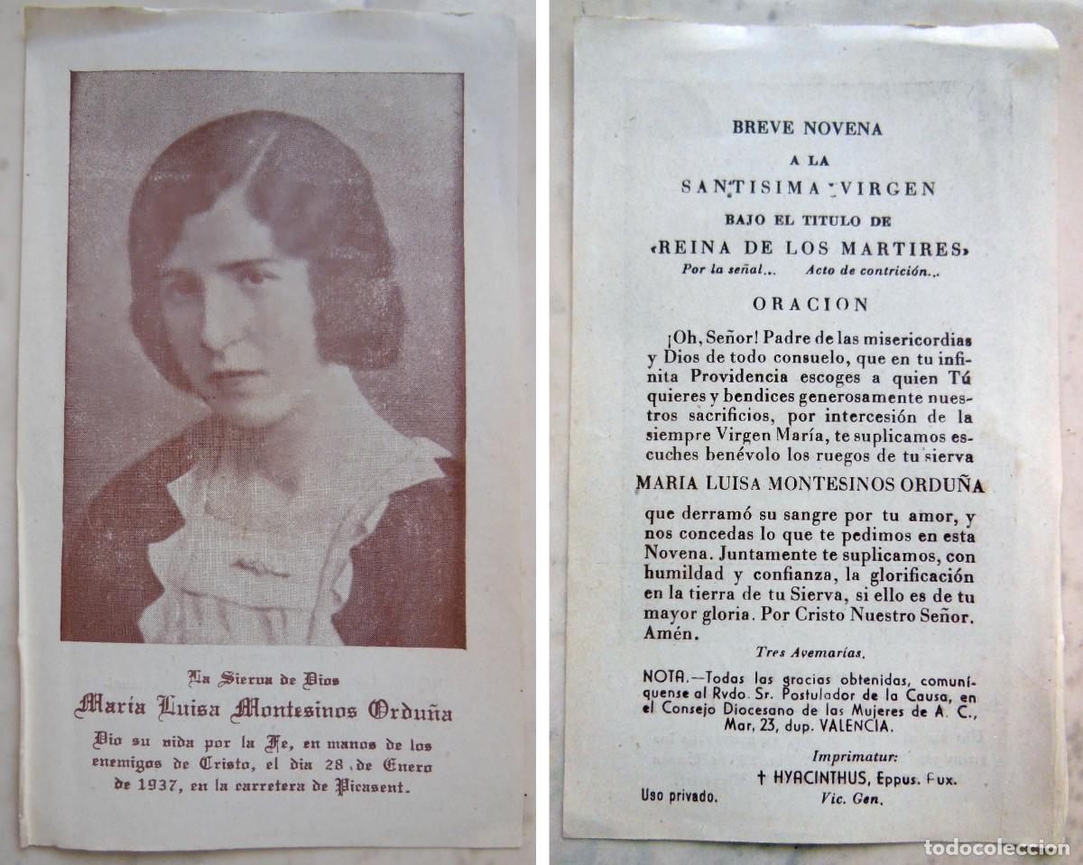 Postais: La Sierva de Dios Mar&iacute;a Luisa Montesinos Ordu&ntilde;a. 1937, en la carretera de Picasent.