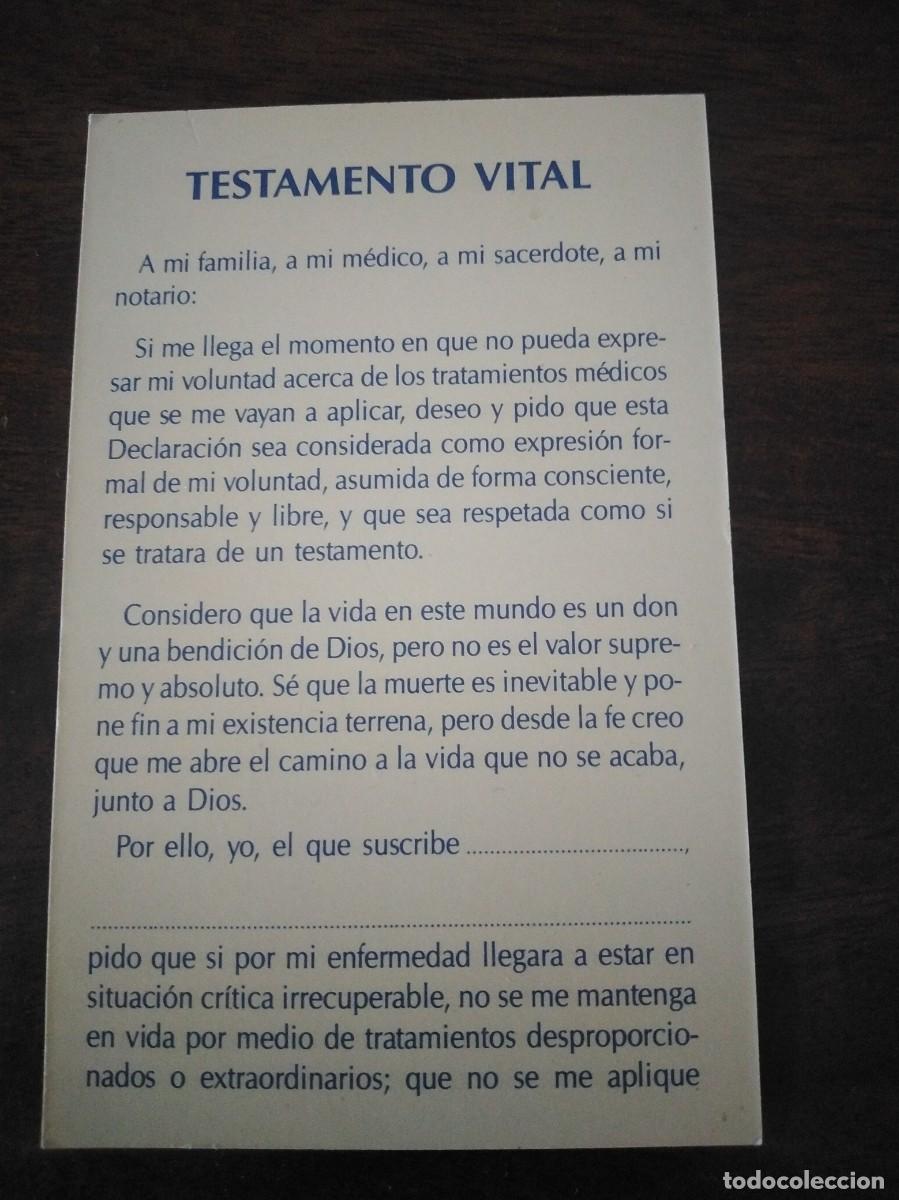Cartes Postales: Recordatorio 7 x 11 cm de Testamento Vital.