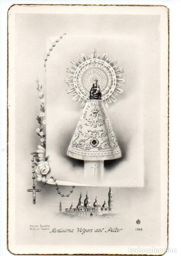 Postales: ANTIGUA POSTAL SANTISIMA VIRGEN DEL PILAR. FILOS DORADOS. REVERSO LISO.
