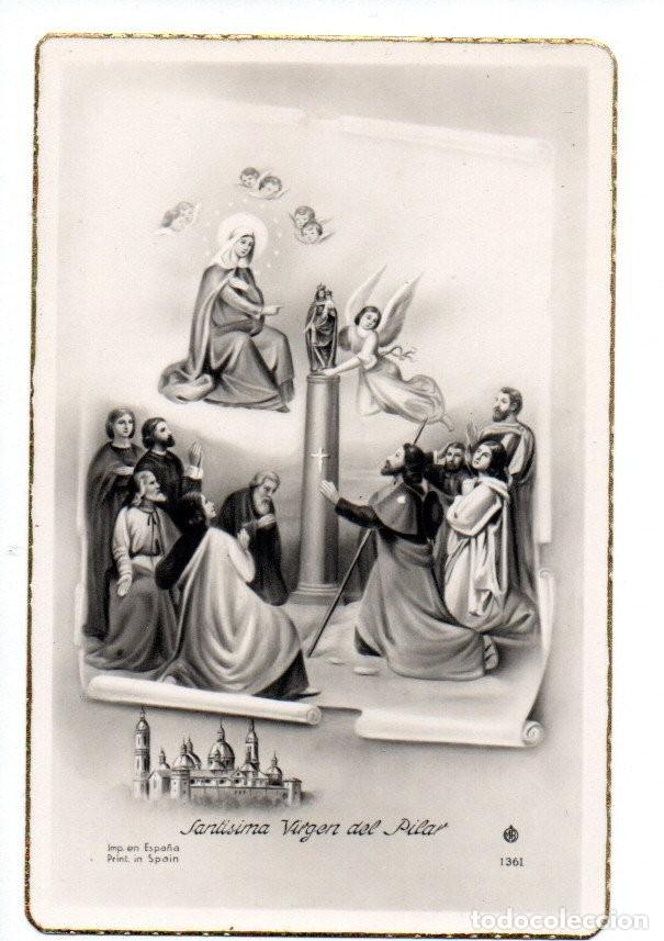 Postales: ANTIGUA POSTAL SANTISIMA VIRGEN DEL PILAR. FILOS DORADOS. REVERSO LISO.