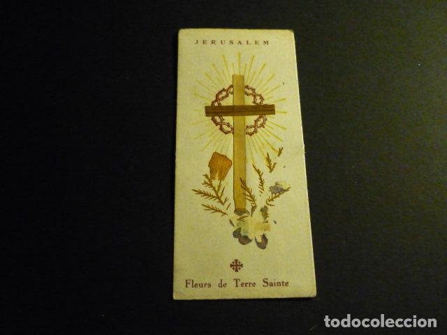 Cartoline: CRUZ MADERA Y FLORES TIERRA SANTA ANTIGUA ESTAMPA