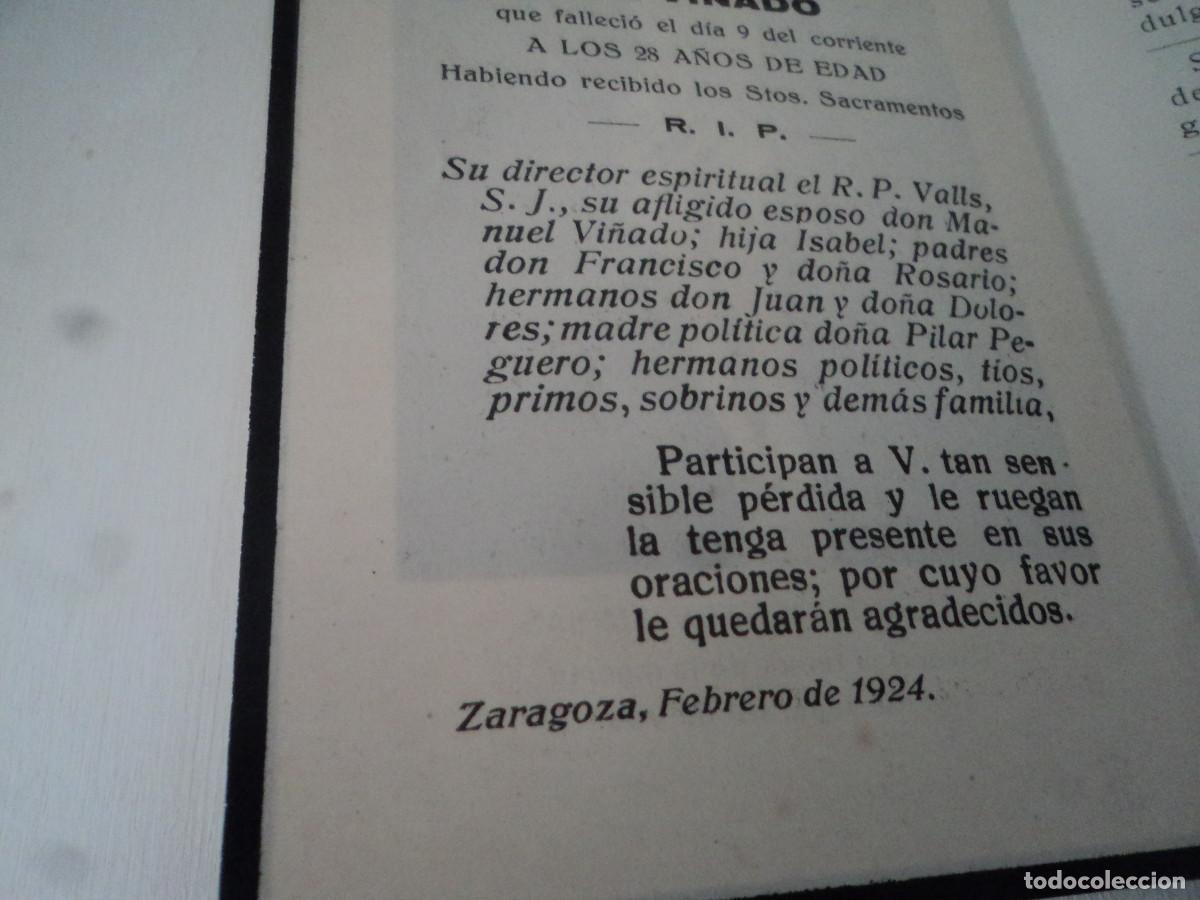 Postales: recordatorio de defuncion en zaragoza 1924 - Foto 2