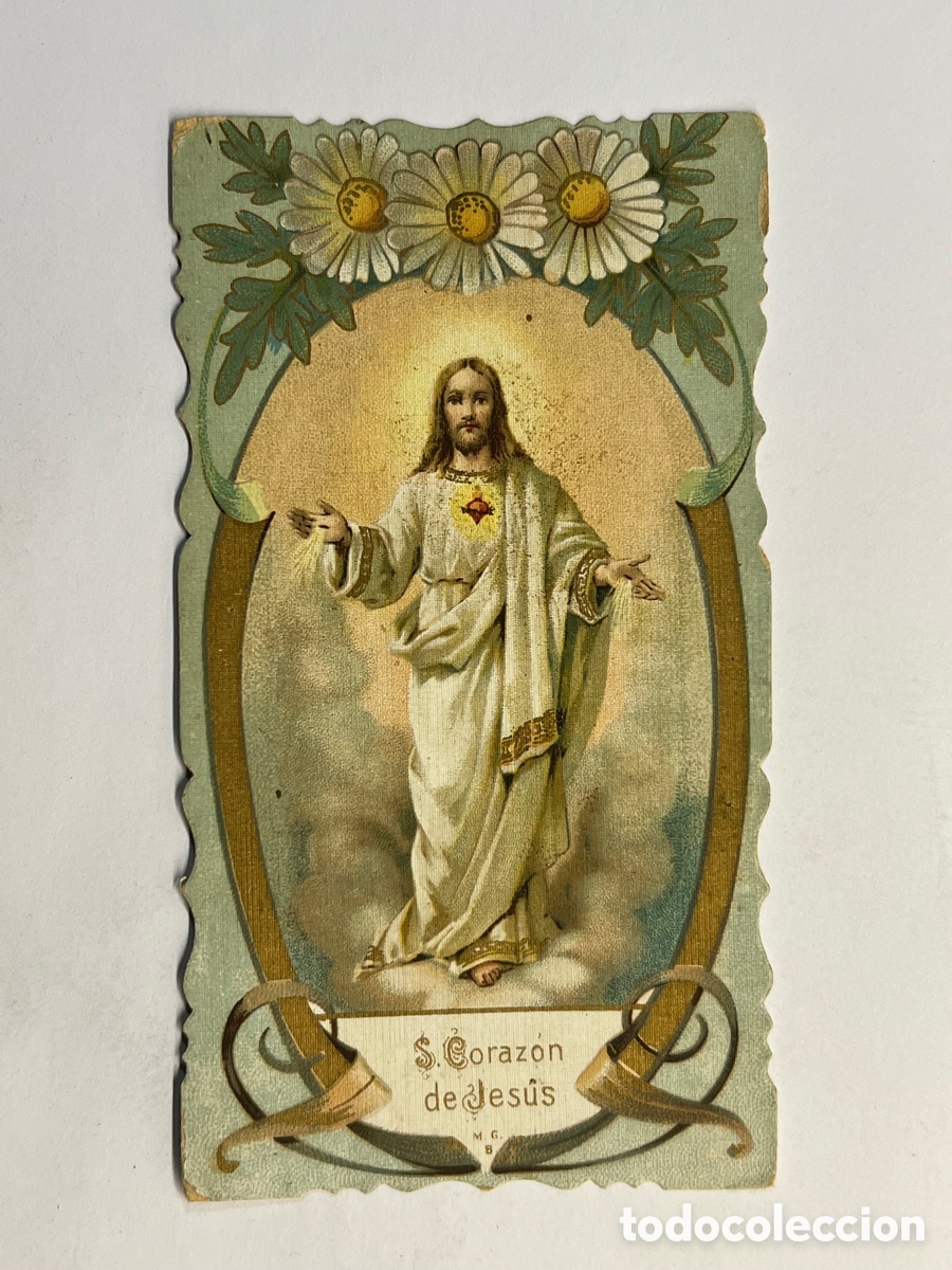 Postales: SAGRADO CORAZON DE JES&Uacute;S. Hermosa Estampa de inspiraci&oacute;n Modernista (h.1920?)