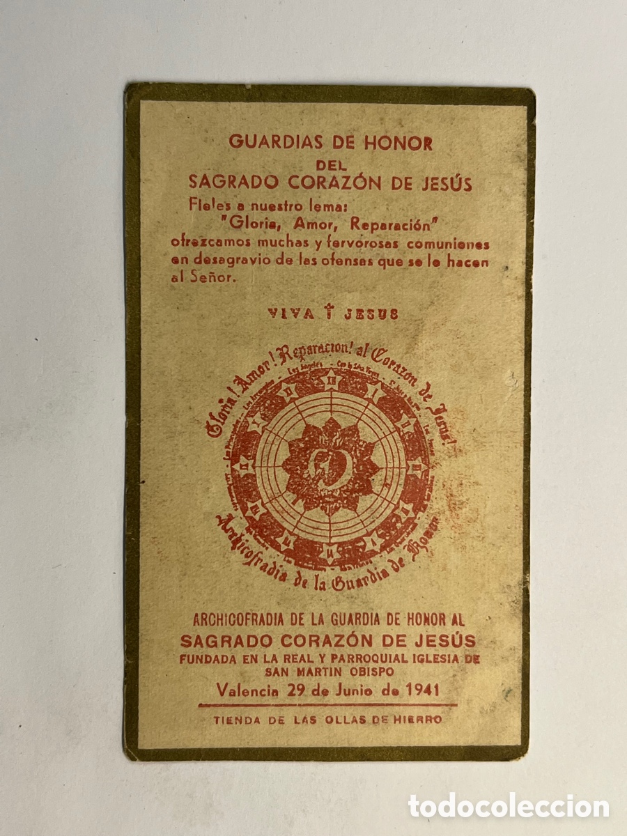 Postales: ARCHICOFRADIA DE LA GUARDIA DE HONOR AL SAGRADO CORAZ&Oacute;N DE JES&Uacute;S (a.1941)