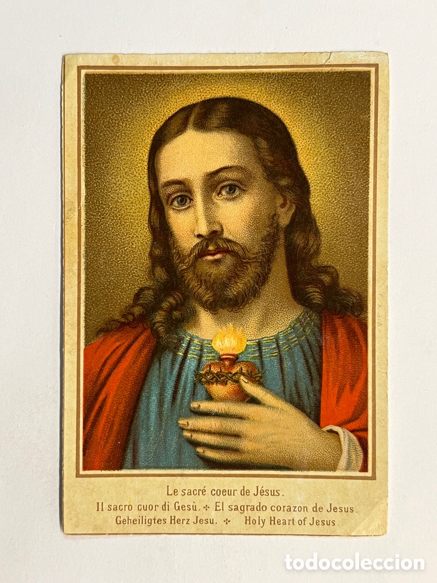 Postales: SAGRADO CORAZON DE JES&Uacute;S. Hermosa Cromolitografia Religiosa.. (h.1900?)
