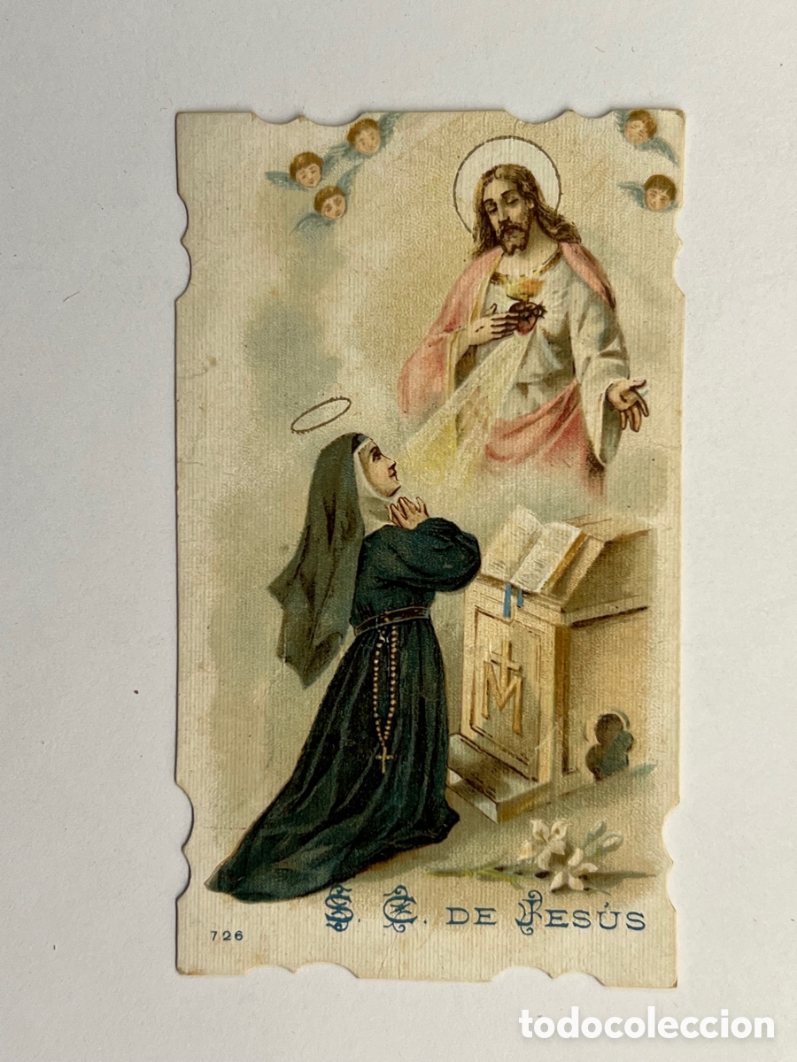 Postales: SAGRADO CORAZON DE JES&Uacute;S. Hermosa Estampa Troquelada (h.1920?)