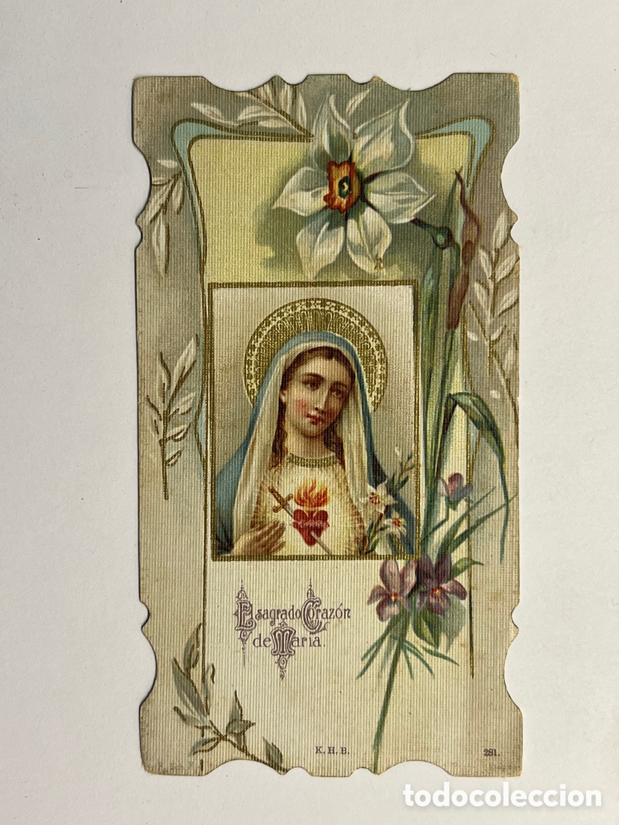 Postales: SAGRADO CORAZON DE MAR&Iacute;A. Hermosa Estampa de inspiraci&oacute;n Modernista&hellip; (h.1920?)