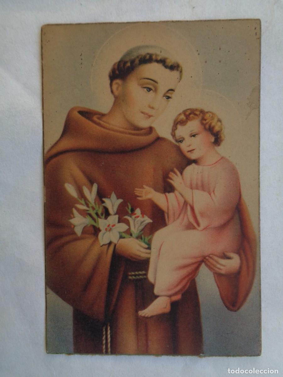Postales: PRECIOSA POSTAL CON BONITO DIBUJO DE SAN ANTONIO CON NI&Ntilde;O JESUS . A&Ntilde;OS 40