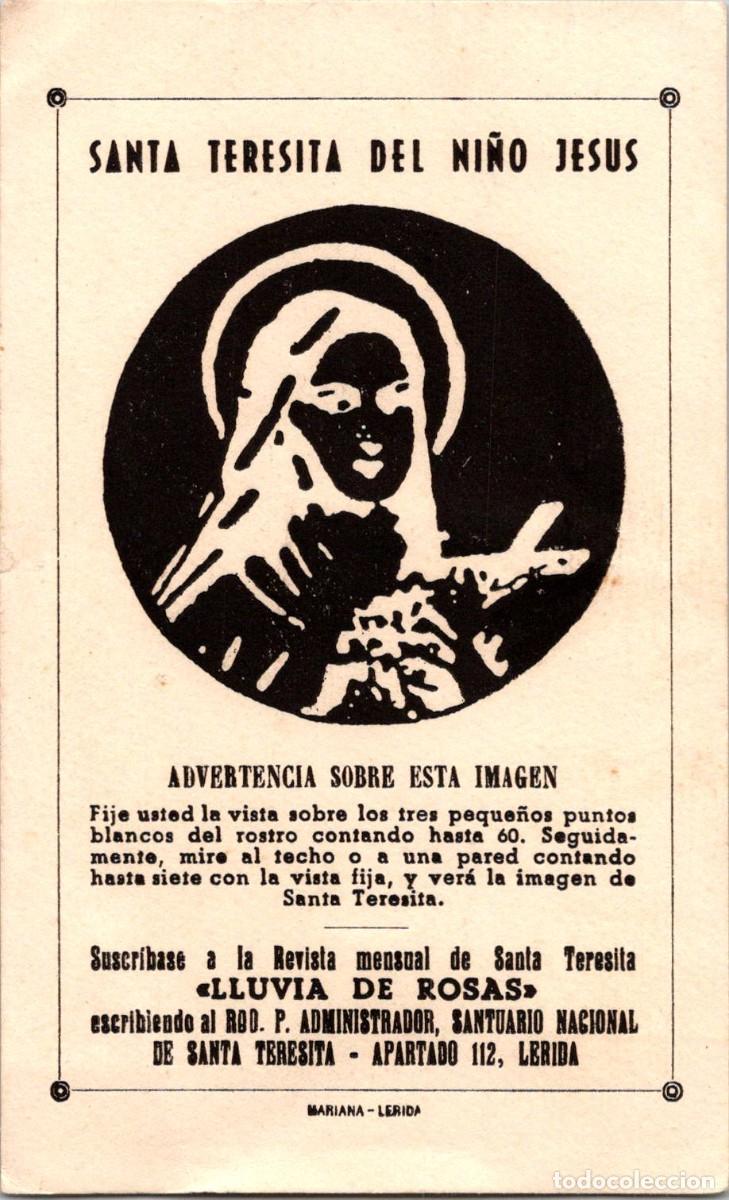 Postales: Santa Teresita del Ni&ntilde;o Jes&uacute;s - Anuncio Suscripci&oacute;n Revista Lluvia de Rosas - Silueta con truco