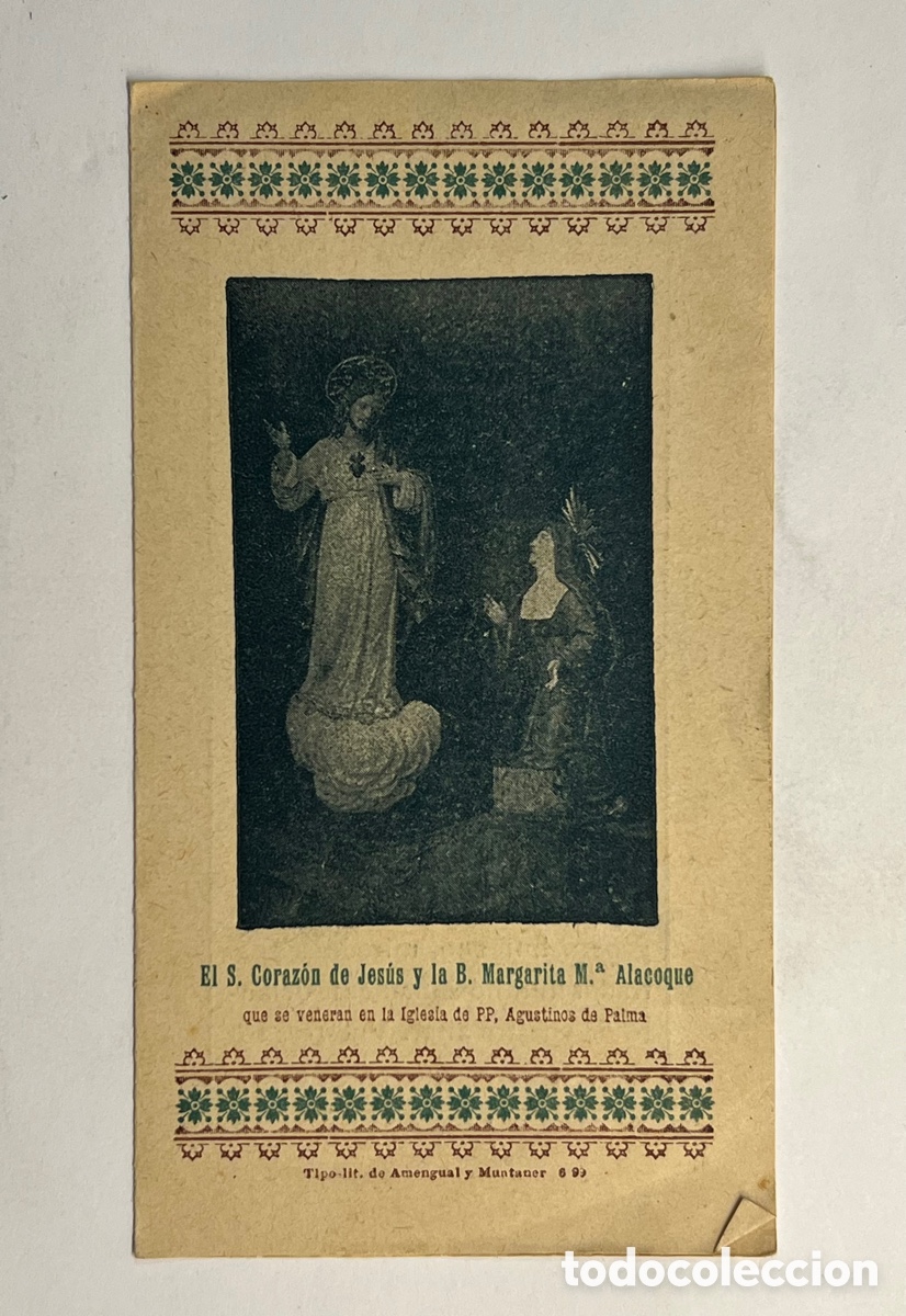 Postales: PP. Agustinos de Palma. Sagrado Coraz&oacute;n de Jes&uacute;s y la B. Margarita M.&ordf; Alacoque (h.1900?)