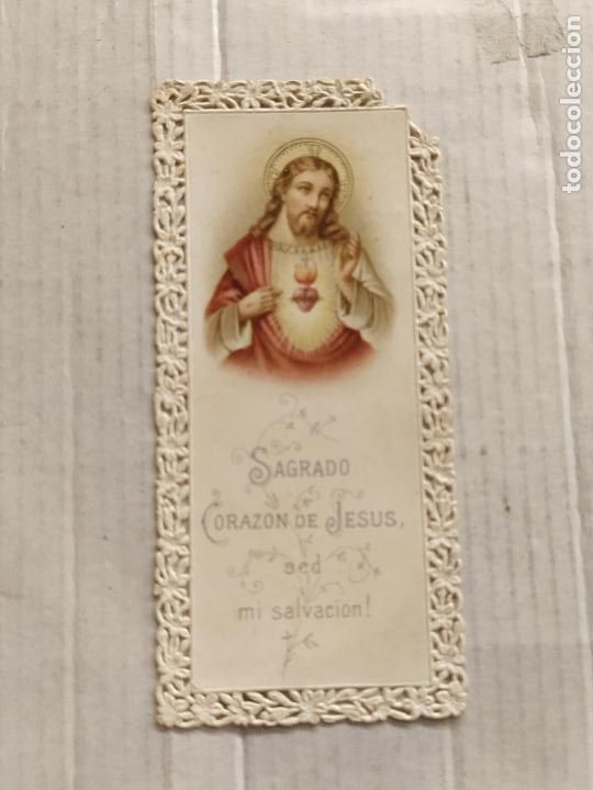 Postales: SAGRADO CORAZON DE JESUS-ESTAMPA ANTIGUA PUNTILLA-VER FOTOS-(106.655)