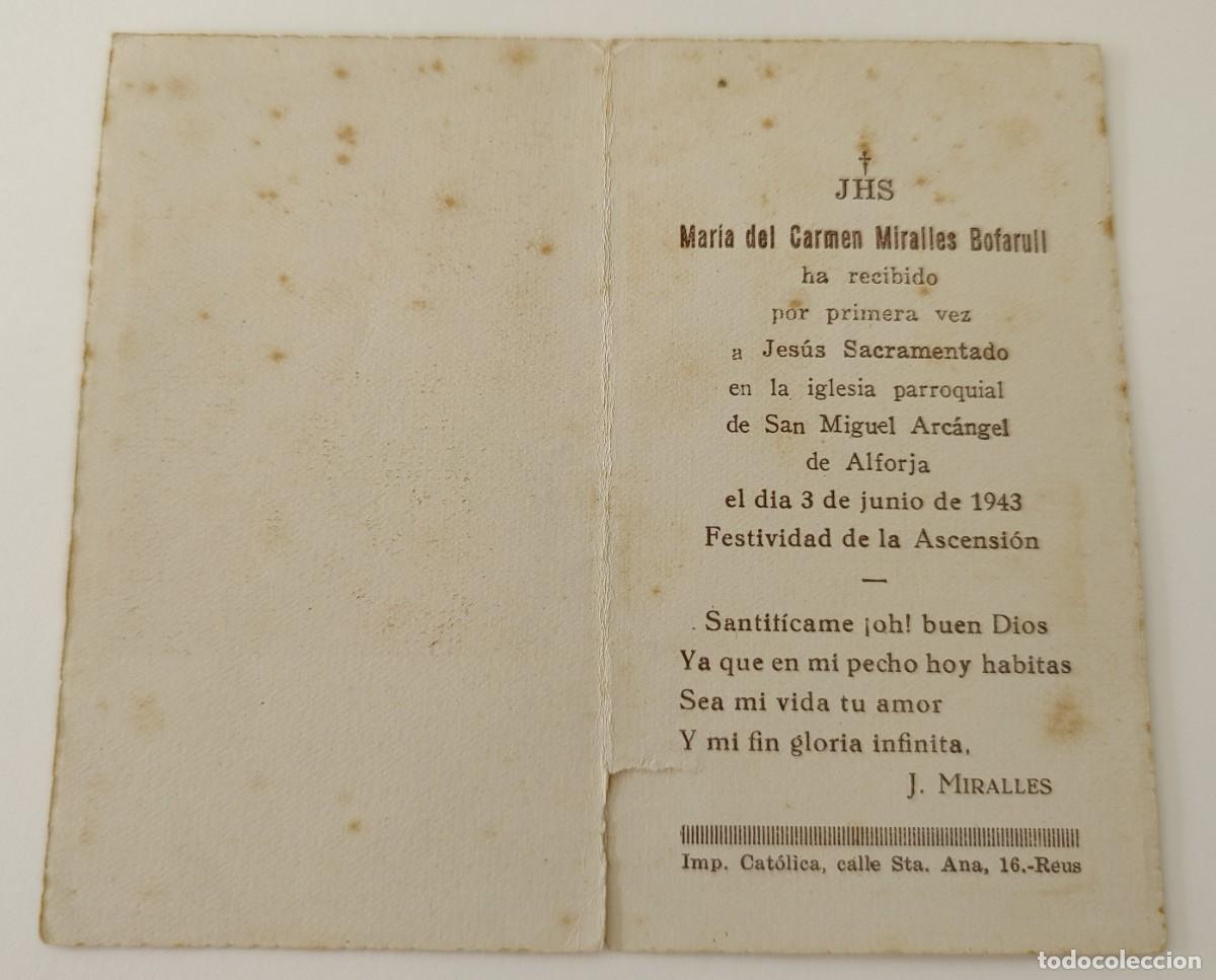 Postales: Estampa Recordatorio de Comunion - Foto 2
