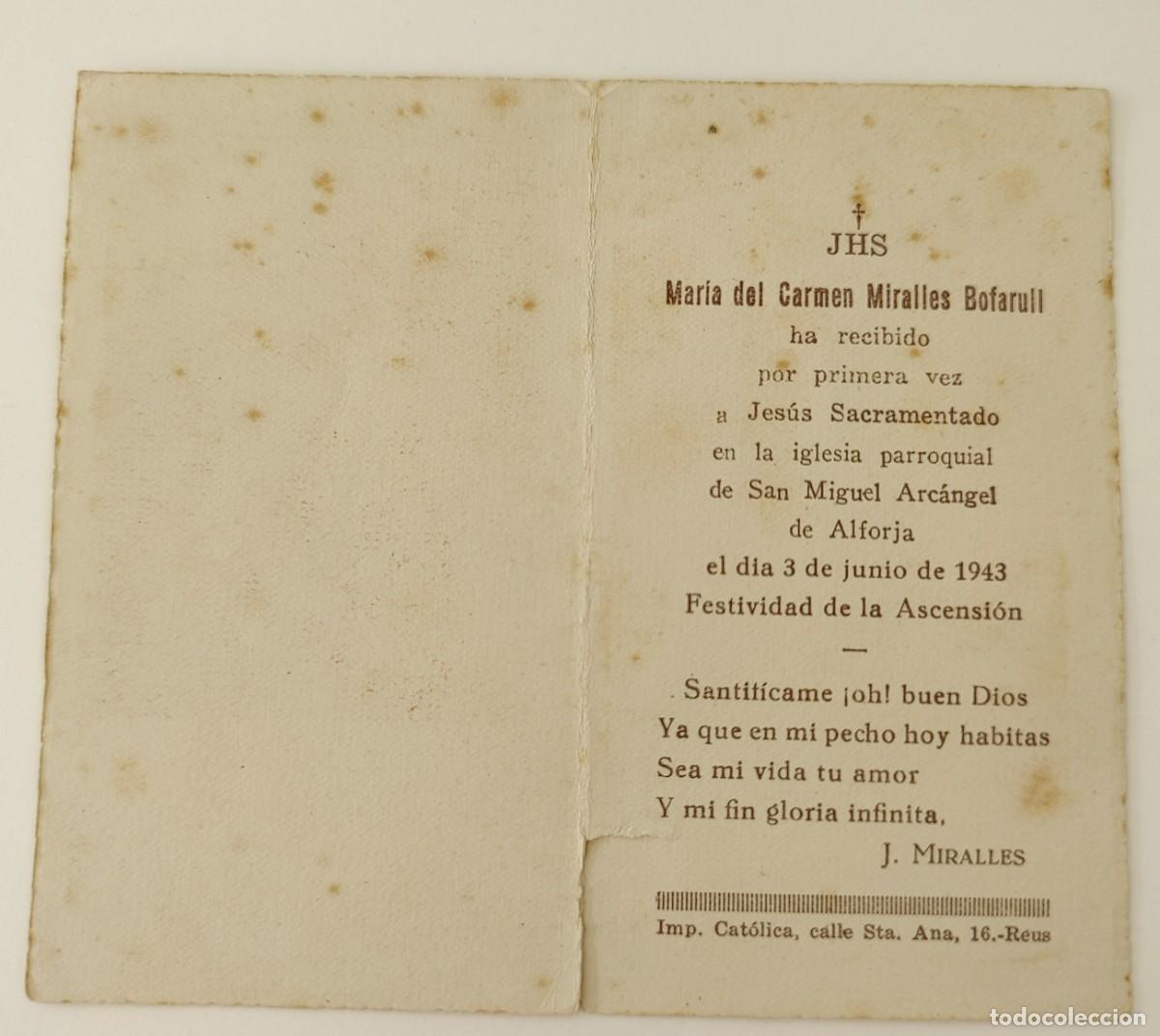 Postales: Estampa Recordatorio de Comunion - Foto 4
