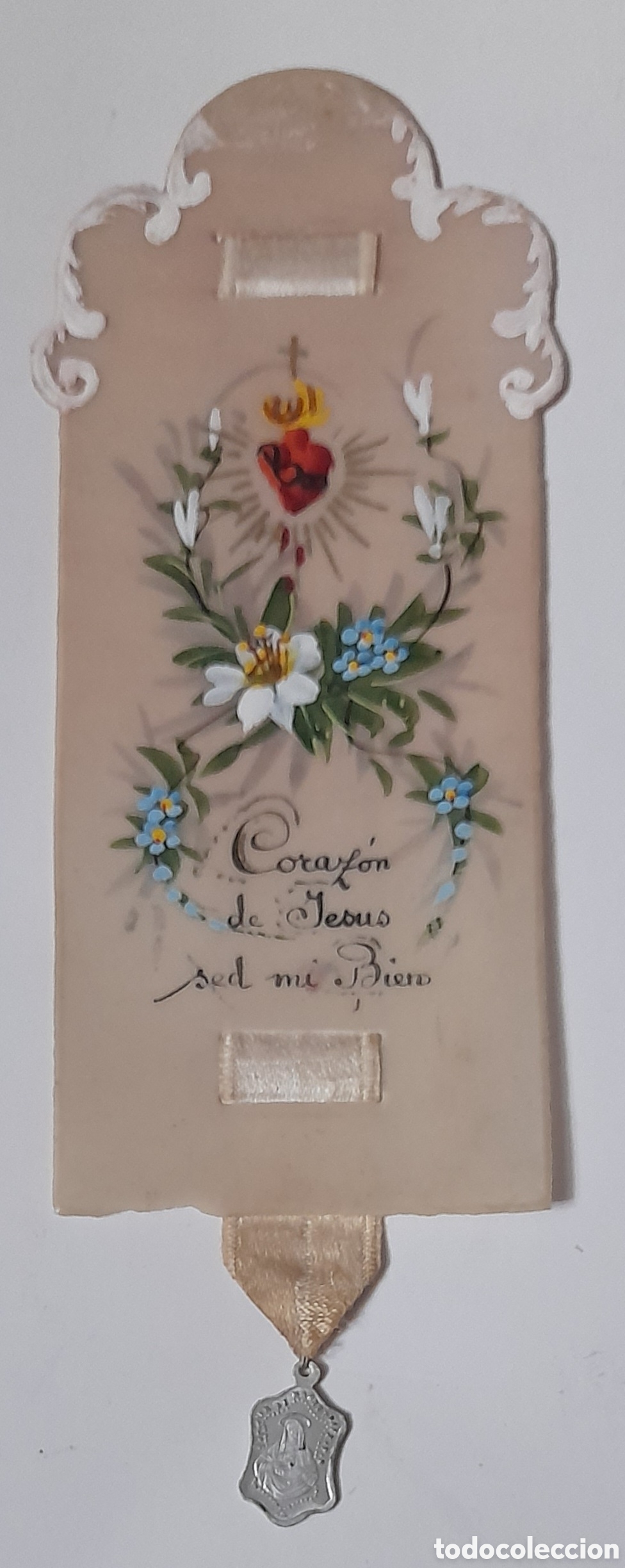 Postales: Estampa religiosa de celuloide con medalla - Foto 1