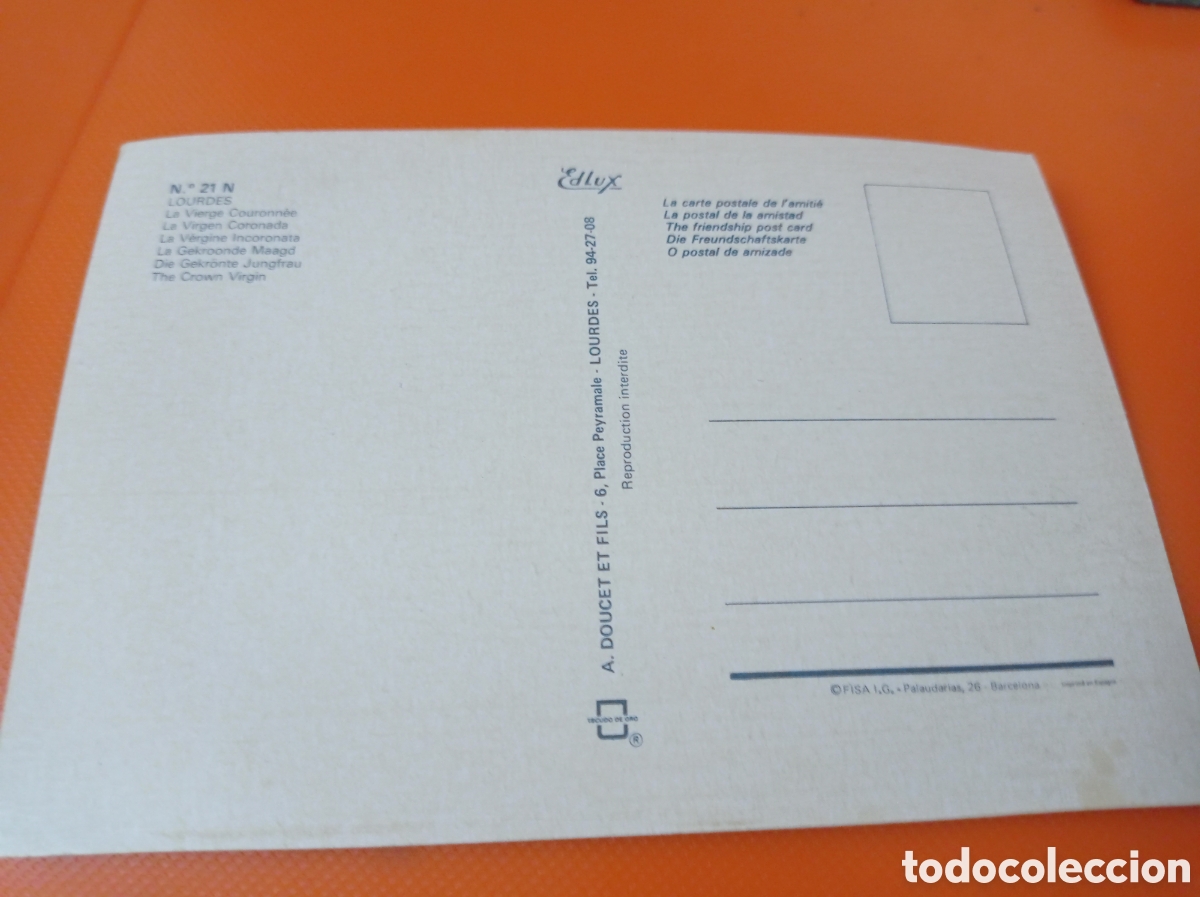 Postales: VIRGEN DE LOURDES,POSTAL SIN CIRCULAR - Foto 2