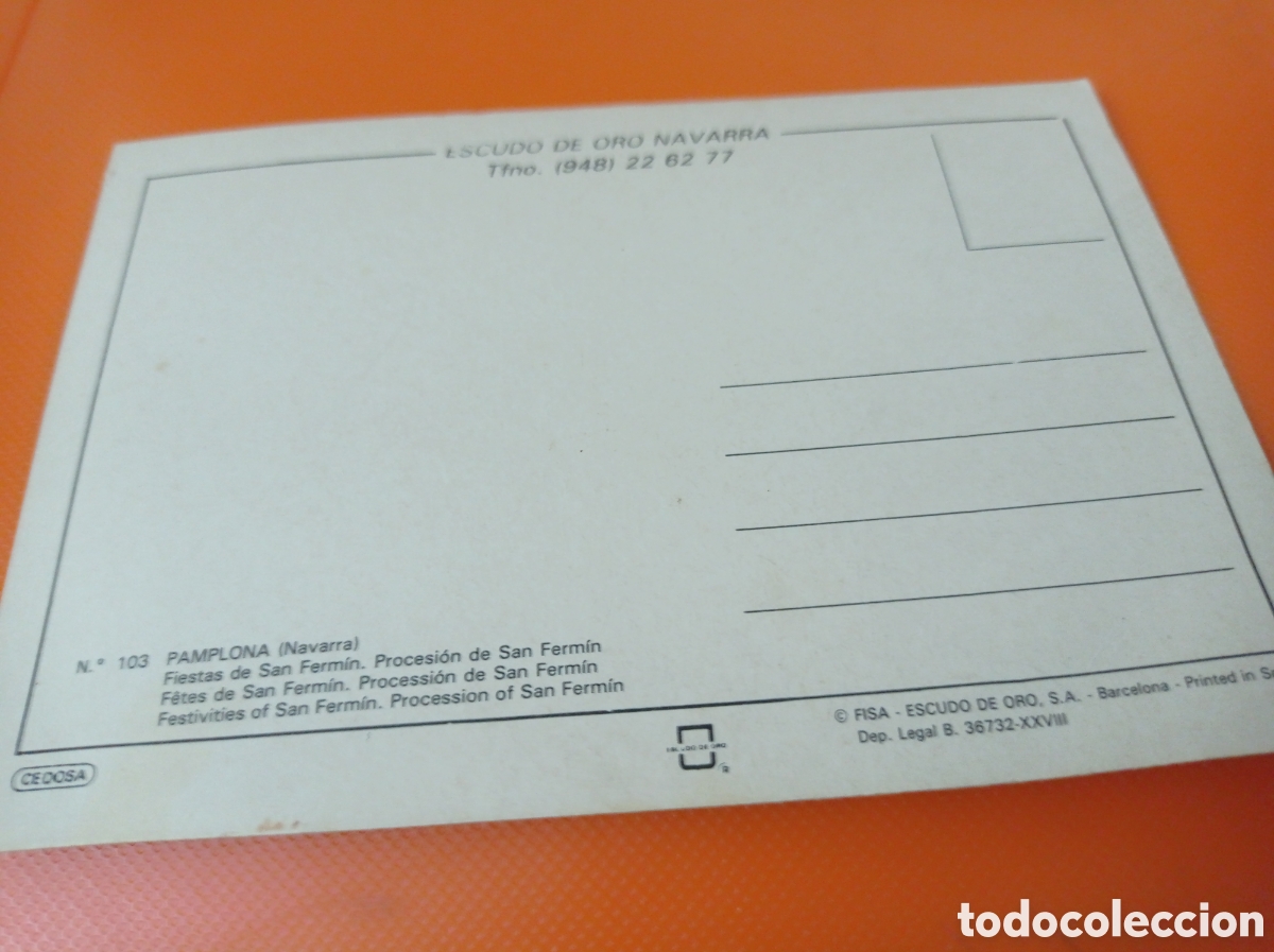 Postales: SAN FERMIN,PROCESION,POSTAL SIN CIRCULAR - Foto 2