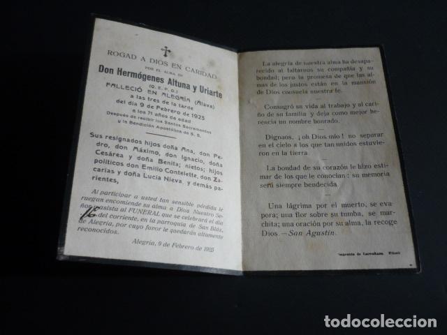Postkarten: ALEGRIA ALAVA 1925 RECORDATORIO DEFUNCION HERMOGENES ALTUNA Y URIARTE