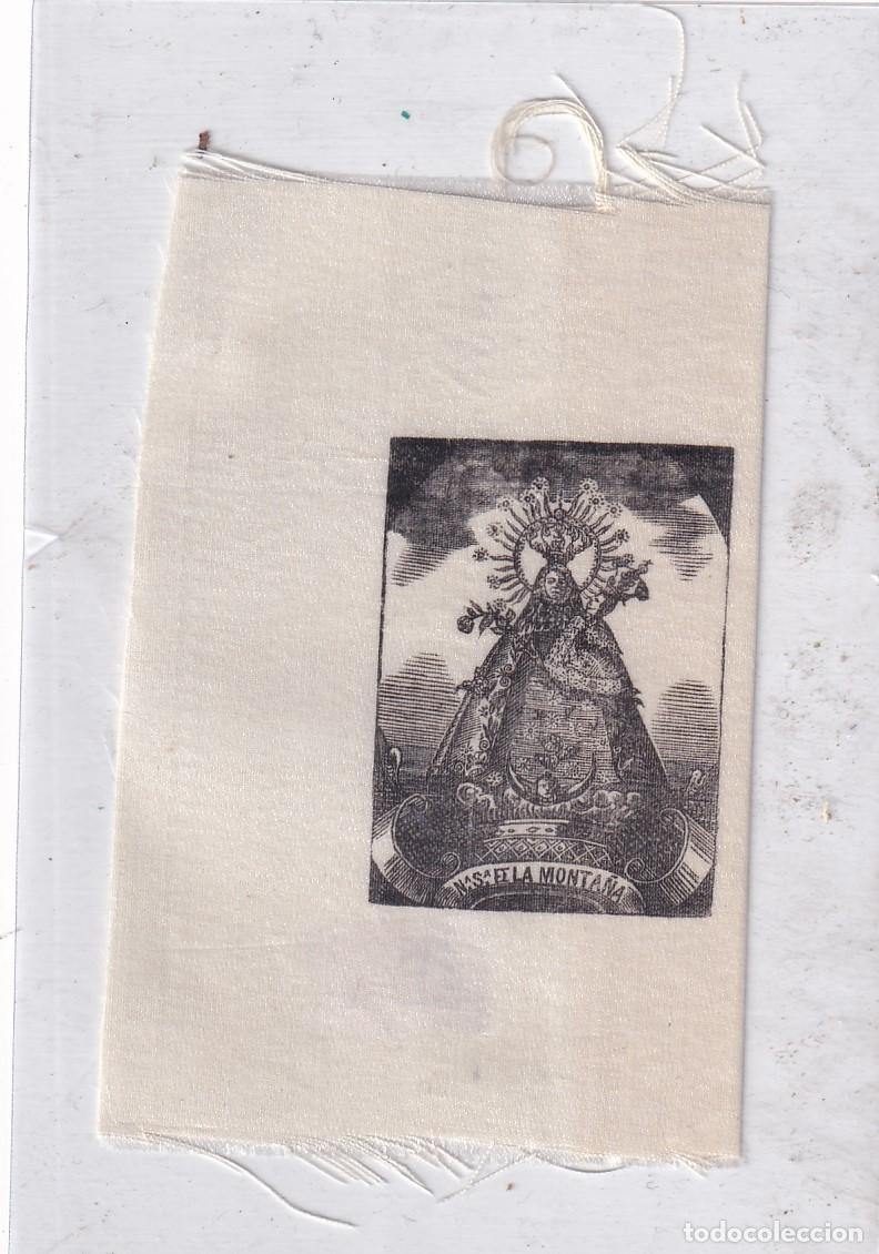 Postkarten: Estampa en tela Nuestra Se&ntilde;ora de la Monta&ntilde;a. Unos 11 x 7,20 cm