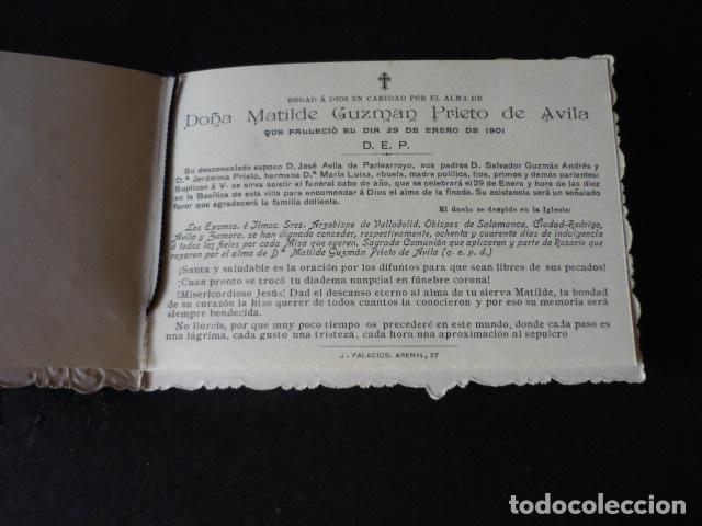 Postales: RECORDATORIO DEFUNCION MADRID 1901 - Foto 2