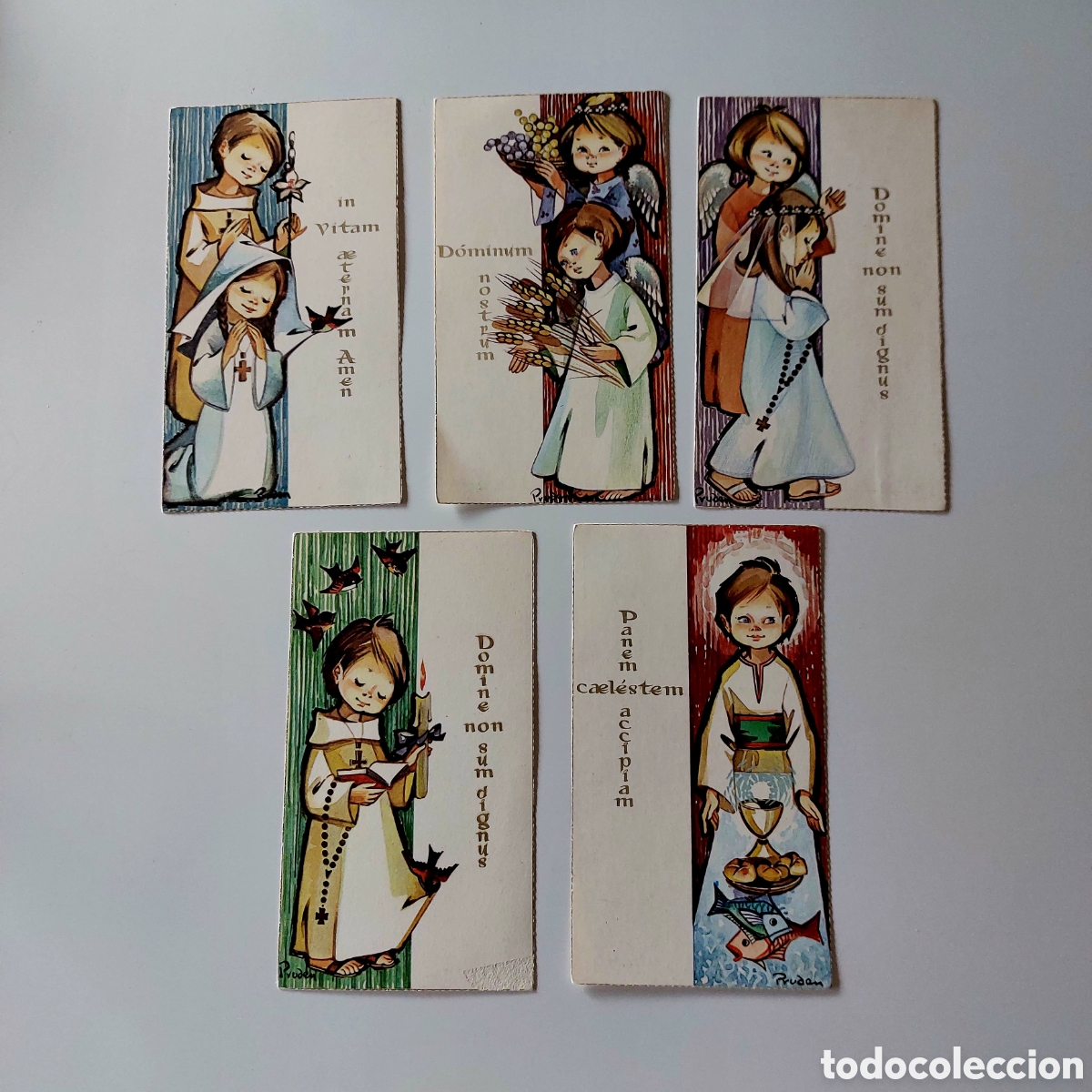 Postales: PRUDEN lote 5 estampas comunion - Foto 1