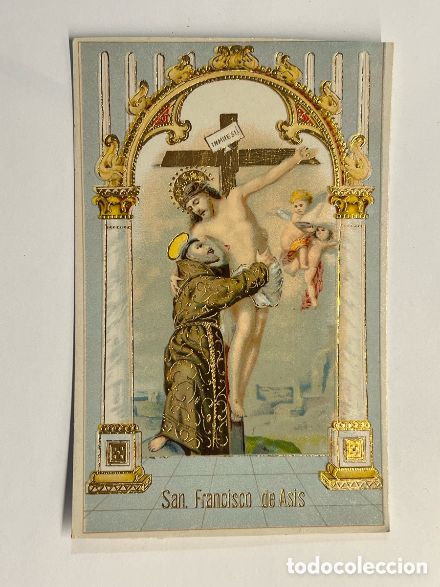Postales: SAN FRANCISCO DE ASIS. Hermosa Postal Troquelada con reflejos met&aacute;licos.. (h.1920?) Germany