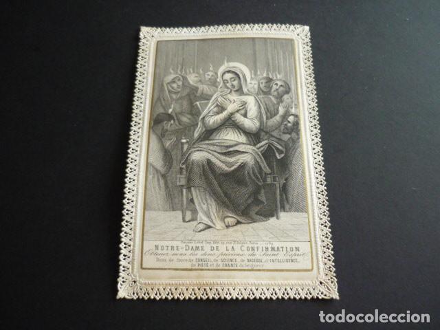 Postkarten: NUESTRA SE&Ntilde;ORA DE LA CONFIRMACION ANTIGUA ESTAMPA SIGLO XIX CALADA PUNTILLA