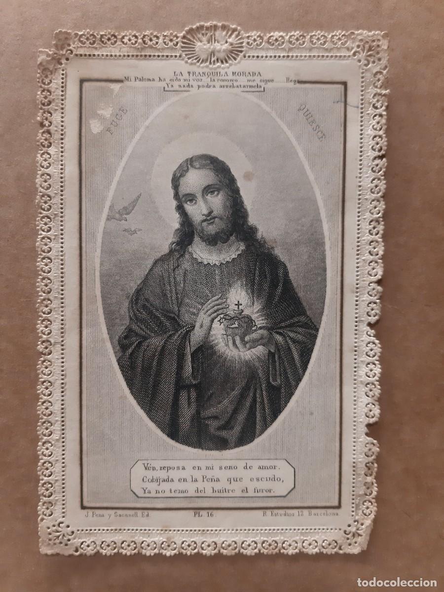 Postcards: SAGRADO CORAZON, LA TRANQUILA MORADA, ANTIGUA ESTAMPA RELIGIOSA, PUNTILLA, CON ORACION, .. L6924