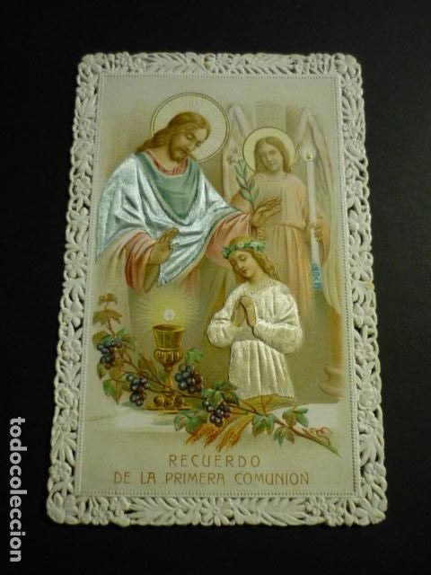 Postkarten: PRIMERA COMUNION ANTIGUA ESTAMPA RELIEVE PUNTILLA