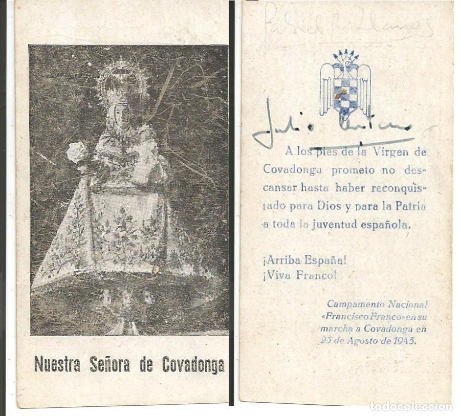 Postales: ESTAMPA *NUESTRA SE&Ntilde;ORA DE COVADONGA* - A&Ntilde;O 1945, CON ESCUDO Y ARRIBA ESPA&Ntilde;A!! (VER FOTO)