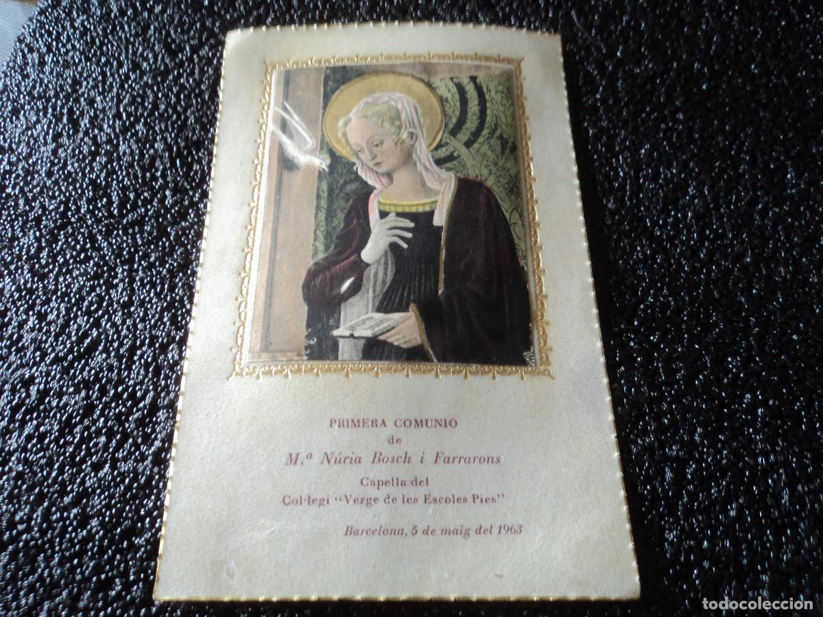 Cartes Postales: recordatorio de comunion col-legi verge de les escoles pies 1963, 13 x 8 cm, vegetal