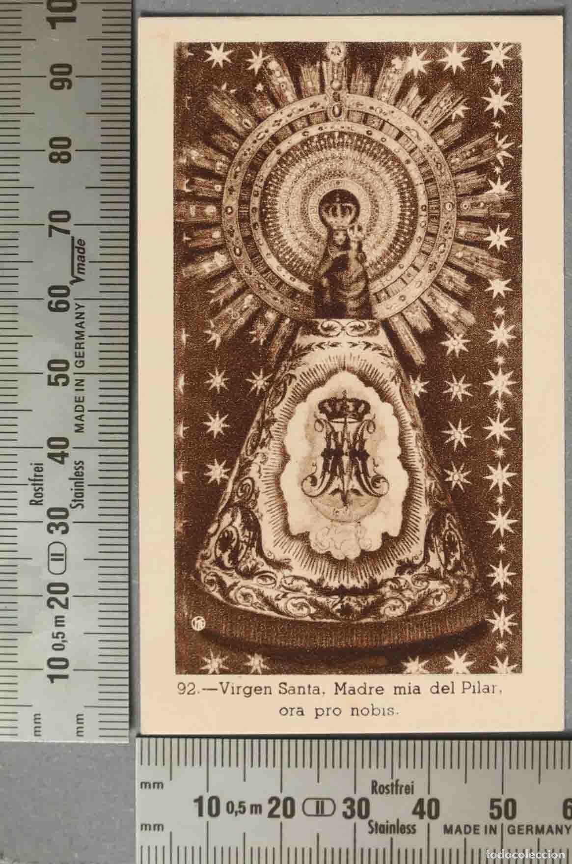 Cartoline: ESTAMPA. NRA SRA DEL PILAR. RECUERDO BENDICION BANDERA MUJERES AC SAN LORENZO. 1945