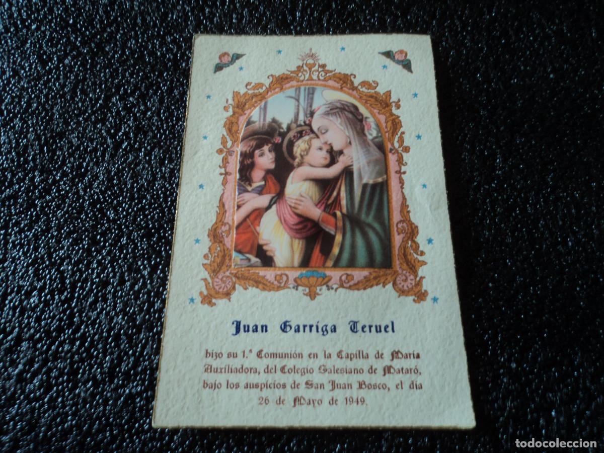 Cartes Postales: recordatorio de comunion en colegio salesiano de mataro 1949, imagen acolchada, 12 x 8 cm