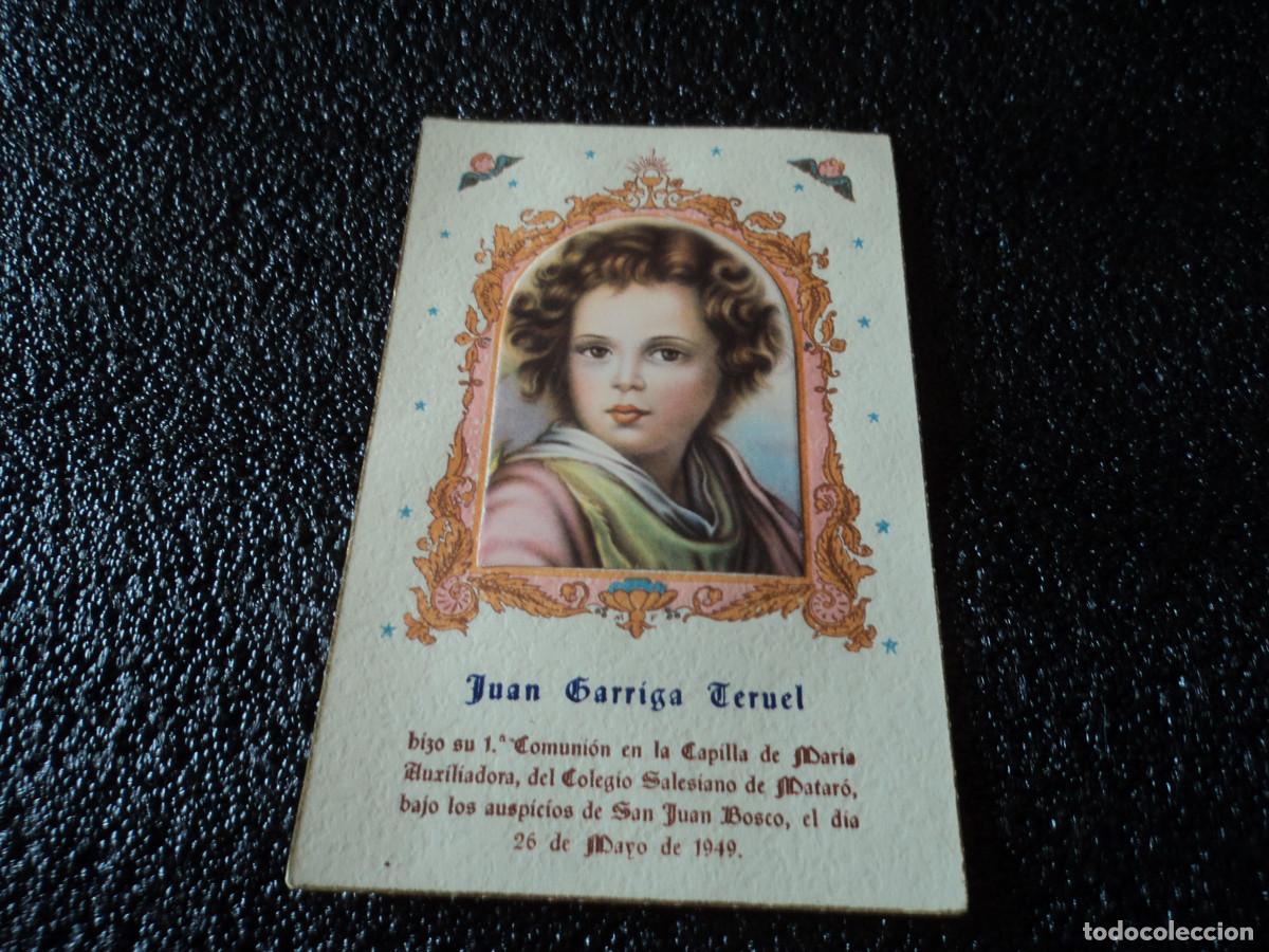 Cartes Postales: recordatorio de comunion en colegio salesiano de mataro 1949, imagen acolchada, 12 x 8 cm