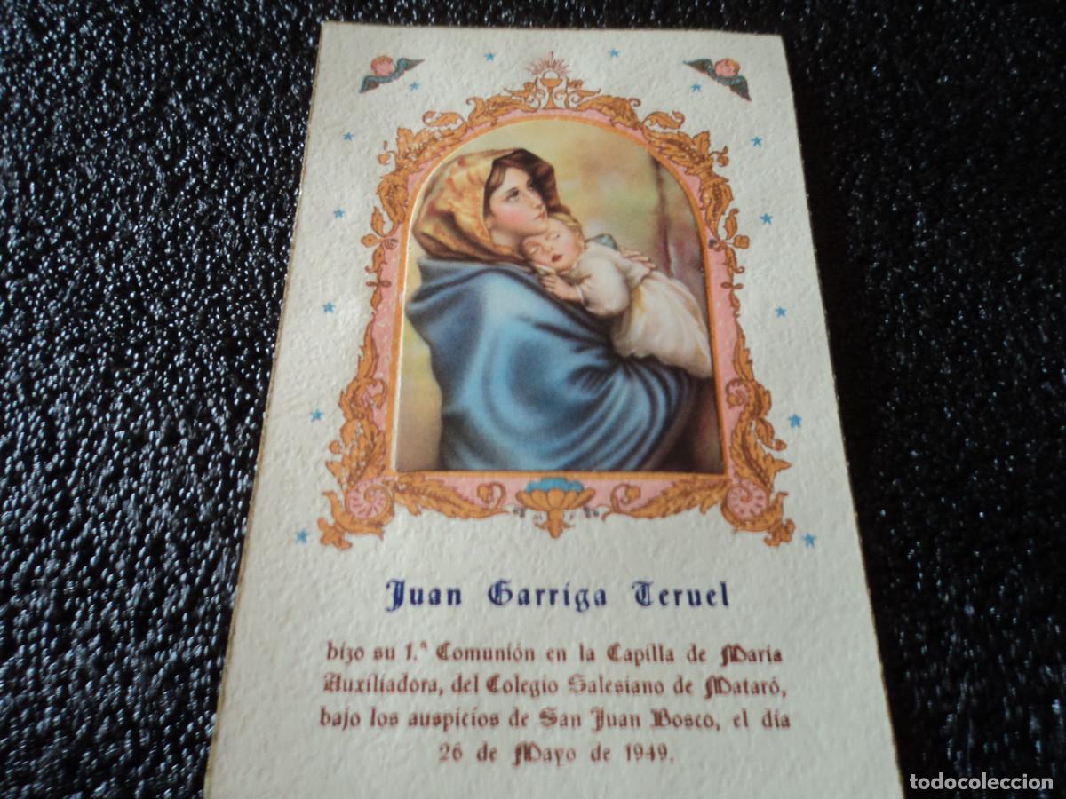 Cartes Postales: recordatorio de comunion en colegio salesiano de mataro 1949, imagen acolchada, 12 x 8 cm