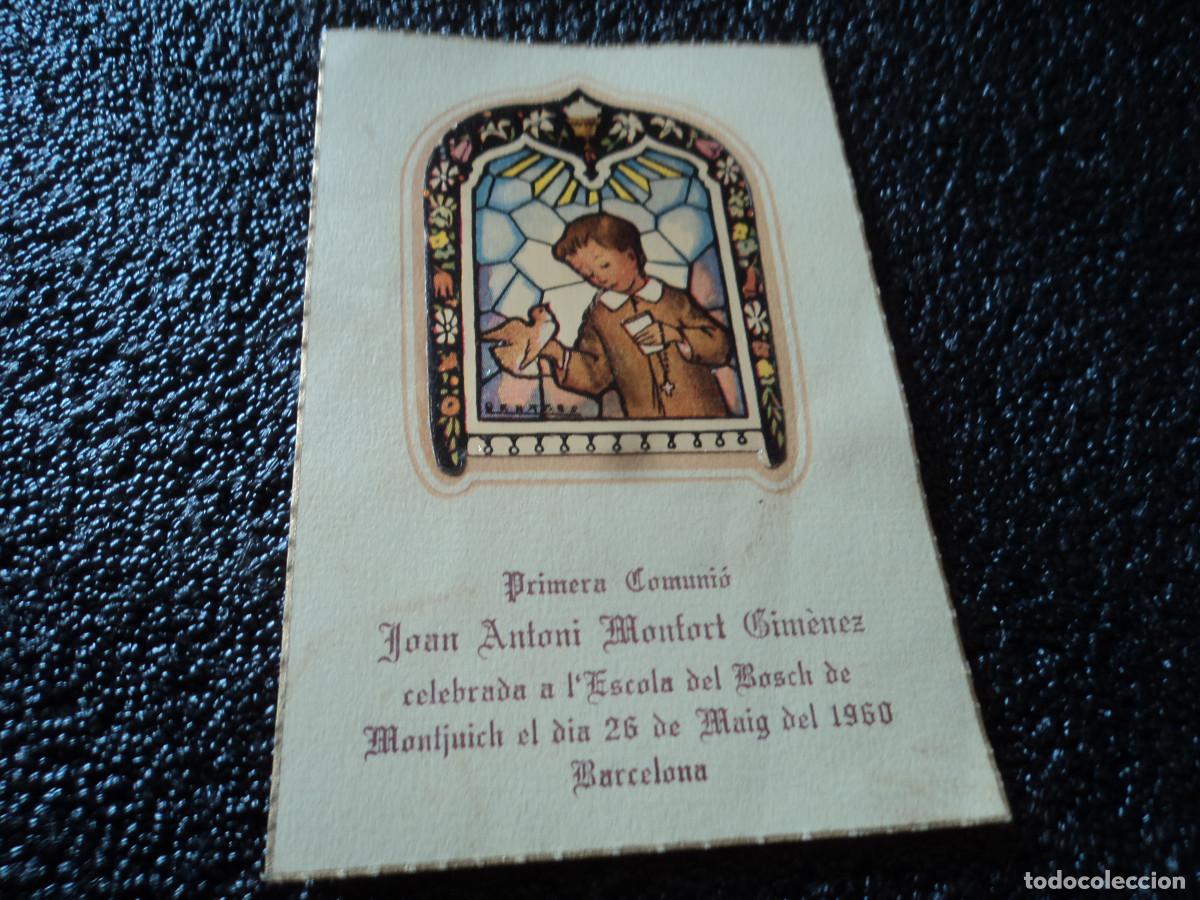 Cartes Postales: recordatorio de comunion L`escola del bosch de montjuich 1960, 11 x 7,5 cm