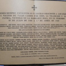 Postales: RECUERDO FUNERAL SACERDOTES Y VECINOS DE VALLS TARRAGONA ASESINADOS GUERRA CIVIL 1936 1939