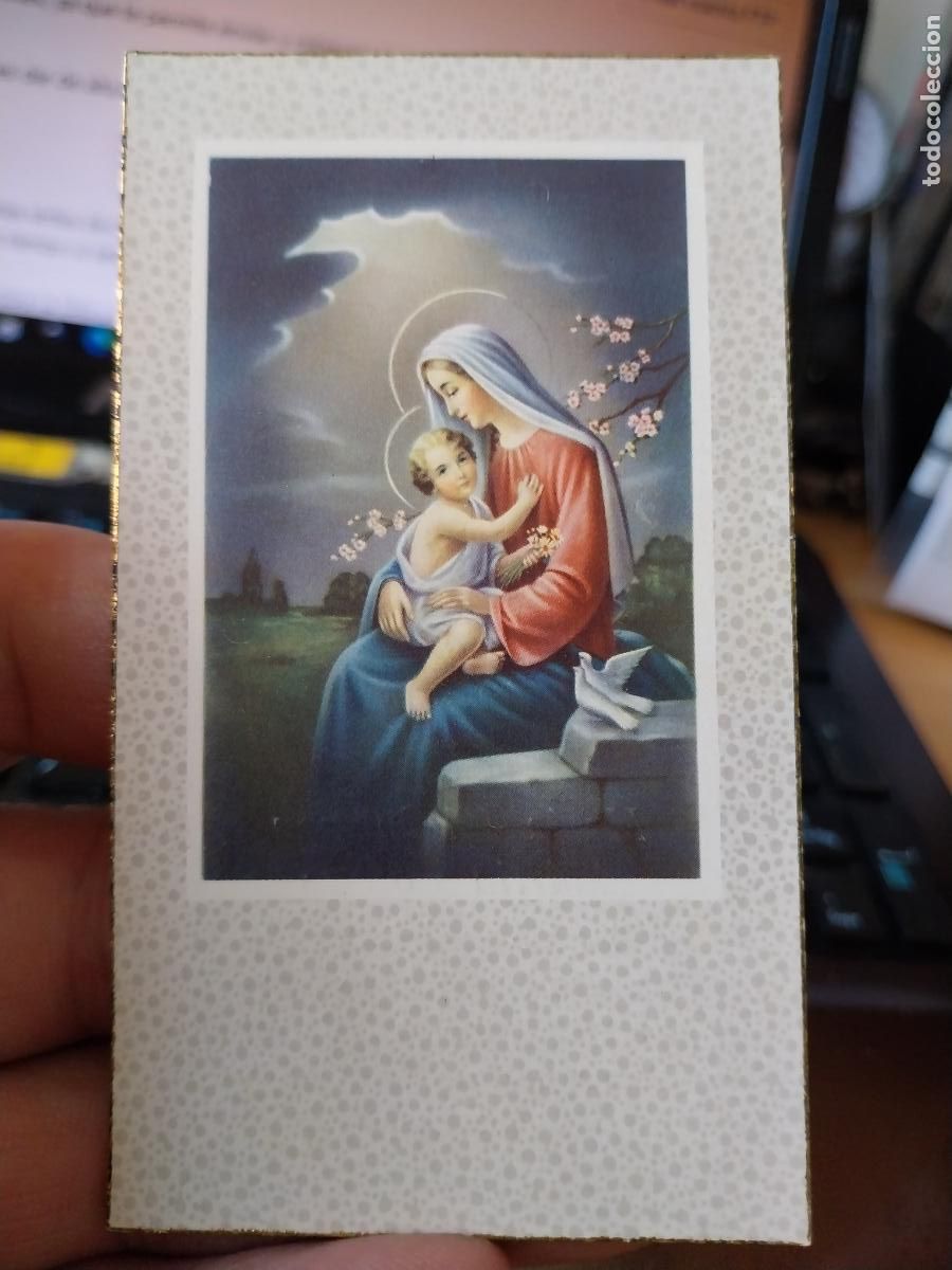 Postales: IGLESIA SAN DIEGO 1957 RECORDATORIO COMUNION 10 X 6CM NI&Ntilde;O JESUS VIRGEN SENTADA PALOMAS