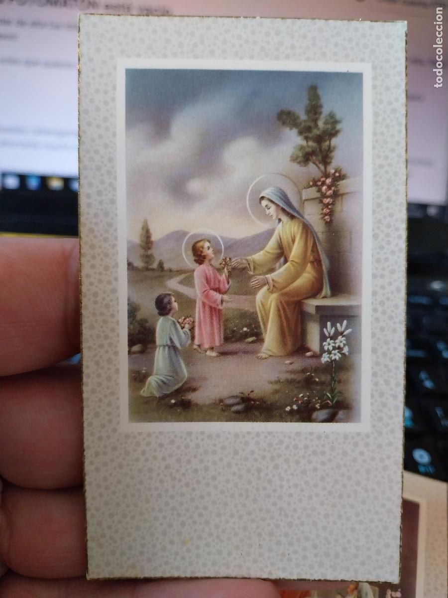 Postales: IGLESIA SAN DIEGO 1957 RECORDATORIO COMUNION 10 X 6CM VIRGEN SENTADA * NI&Ntilde;O JESUS