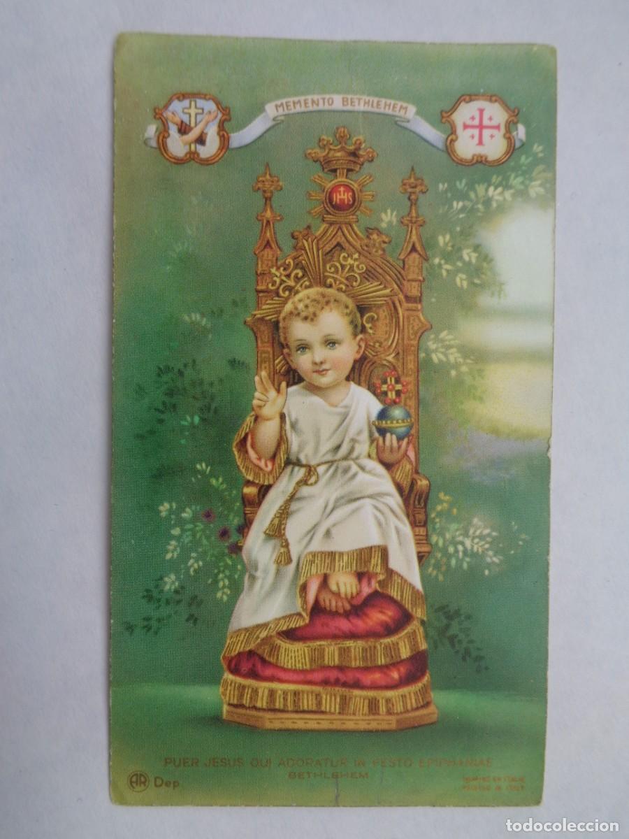 Postales: ANTIGUA ESTAMPA DEL NI&Ntilde;O JESUS DE BELEN, IMPRESA EN ITALIA
