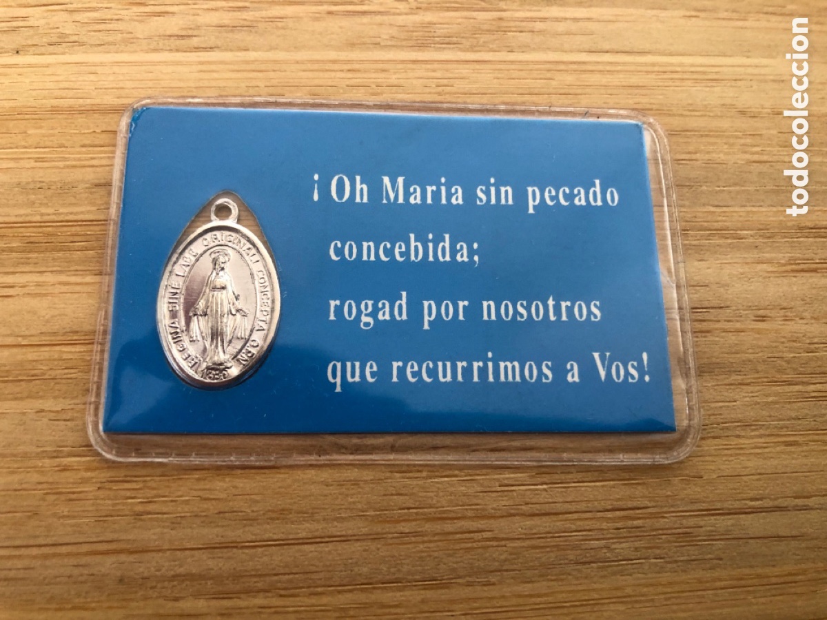 Postais: ESTAMPA PLASTIFICADA CON MEDALLA. LA SANTISIMA VIRGEN A SANTA CATALINA LABOUR&Eacute;. ASM