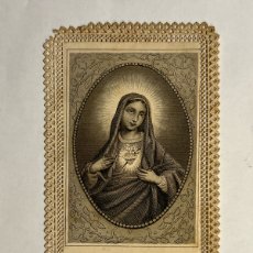 Postales: PURISIMO CORAZÓN DE MARIA. ESTAMPA RELIGIOSA CON PUNTILLA (FIN SIGLO XIX)
