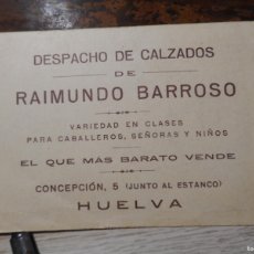 Postales: ANTIGUA ESTAMPA RELIGIOSA. PUBLICIDAD DESPACHO CALZADOS RAIMUNDO BARROSO. HUELVA