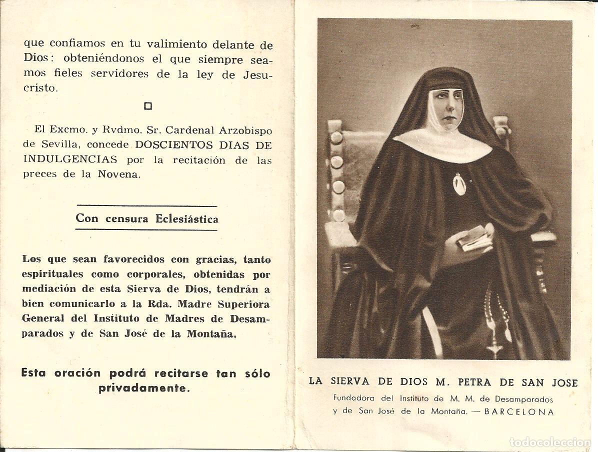 Postales: ESTAMPA *SIERVA DE DIOS, M. PETRA DE SAN JOS&Eacute; DE LA MONTA&Ntilde;A* - CON NOVENA Y ORACI&Oacute;N - TRIPTICA