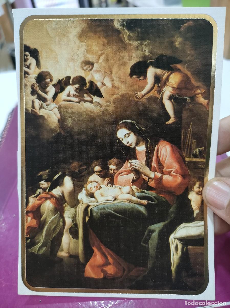 Postales: Felicitaci&oacute;n Virgen con el Ni&ntilde;o Dios MUSEO DEL PRADO parte posterior recortada