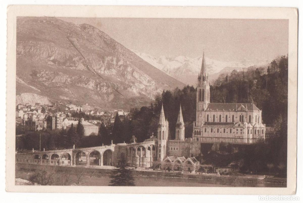 Postais: Lourdes-Bas&iacute;lica-a&ntilde;os 40-circulada-