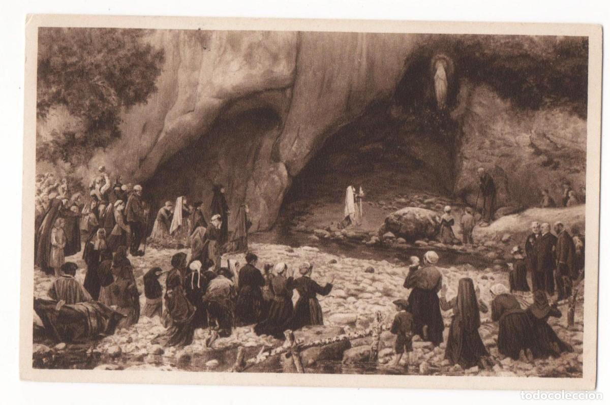 Postales: Lourdes-Escena -a&ntilde;os 40-escrita-