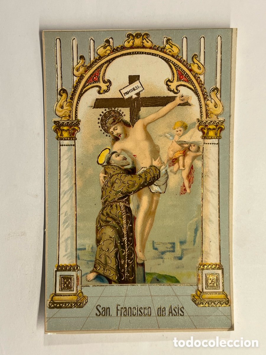 Postales: SAN FRANCISCO DE ASIS. Postal Troquelada con reflejos met&aacute;licos&hellip; Edici&oacute;n Alemana (h.1920?
